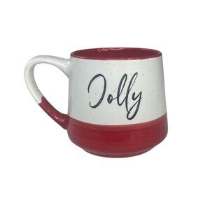 Peppermint & Pine Ceramic Jolly Mug Coffee Cup Red White Holiday Gift
